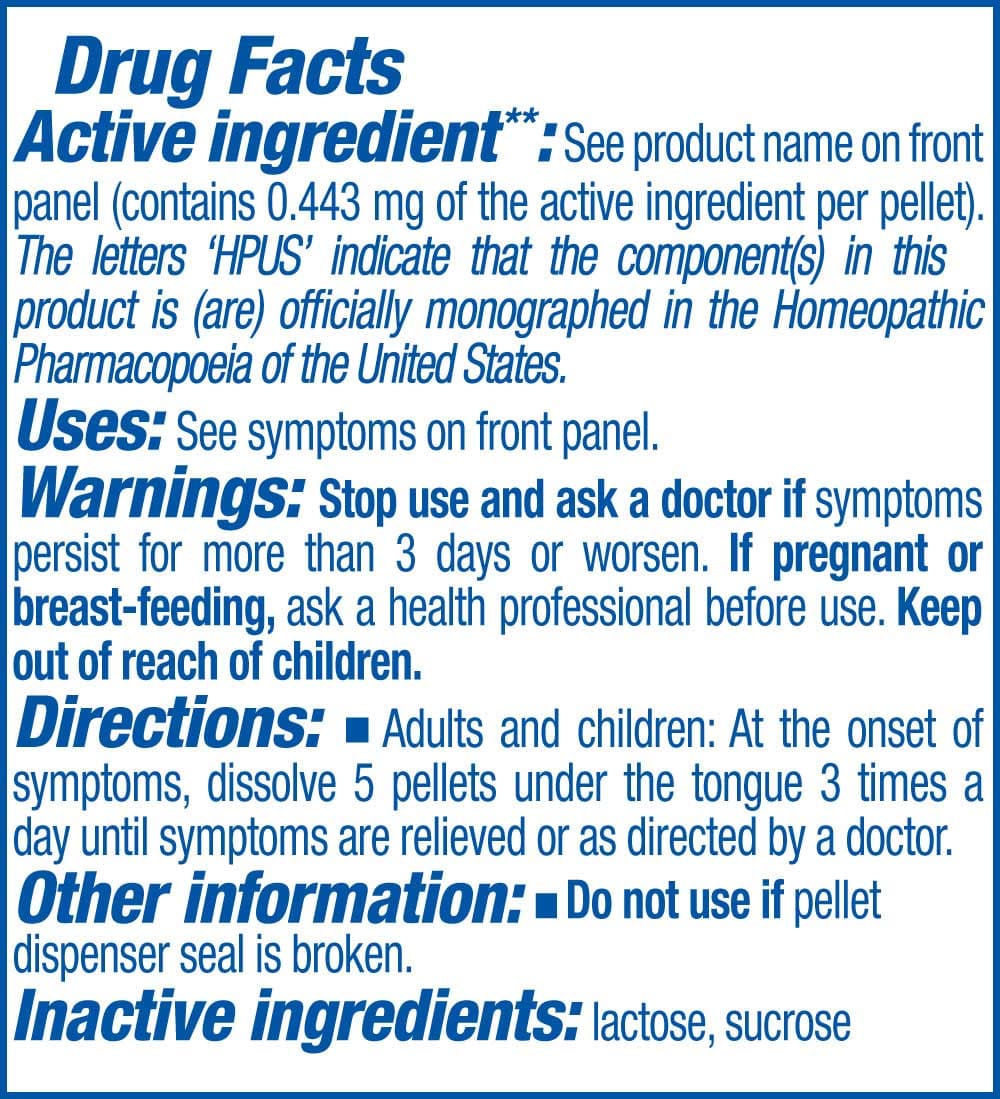 Boiron Homeopathics Alumina Ingredients