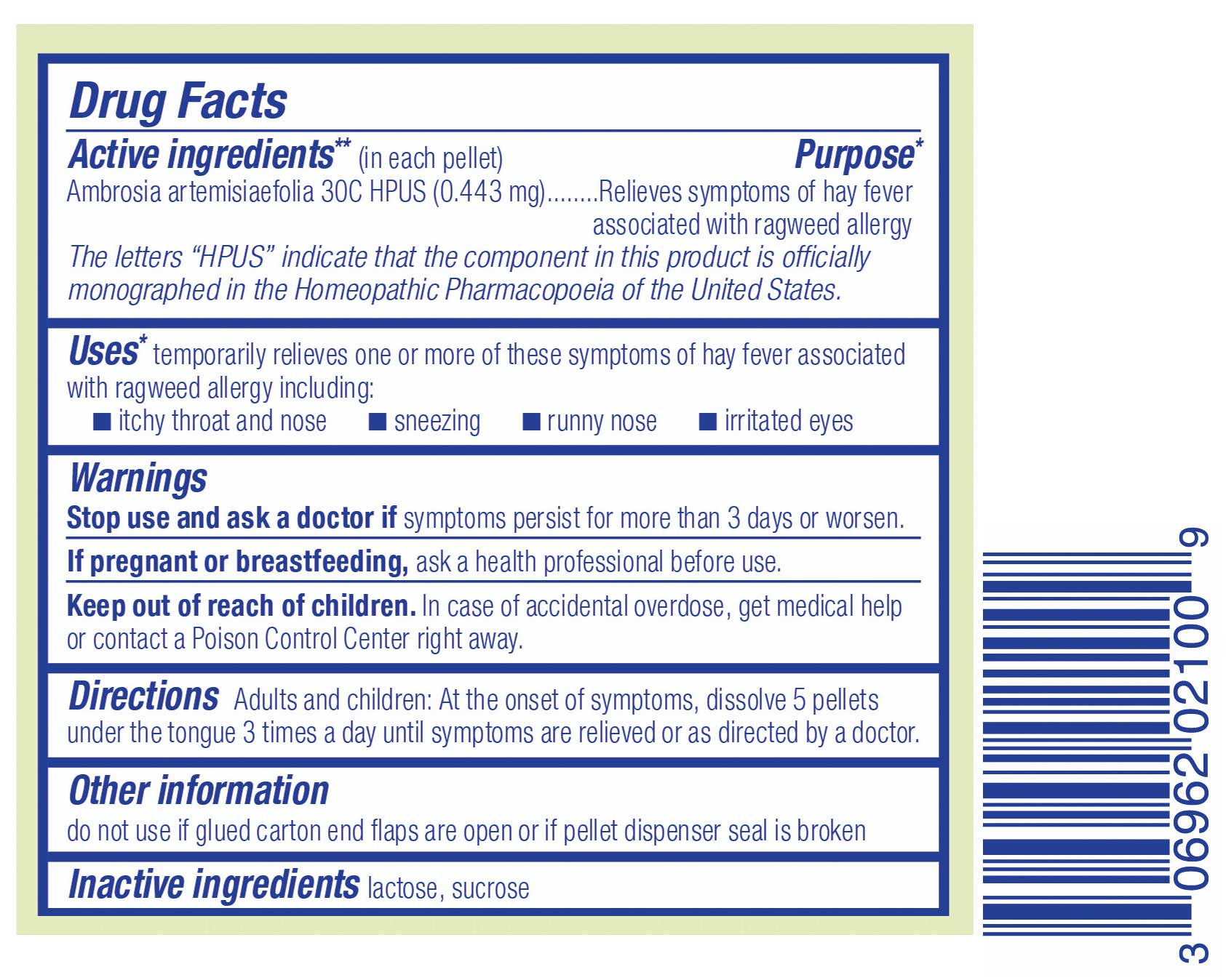 Boiron Homeopathics Ambrosia Ingredients