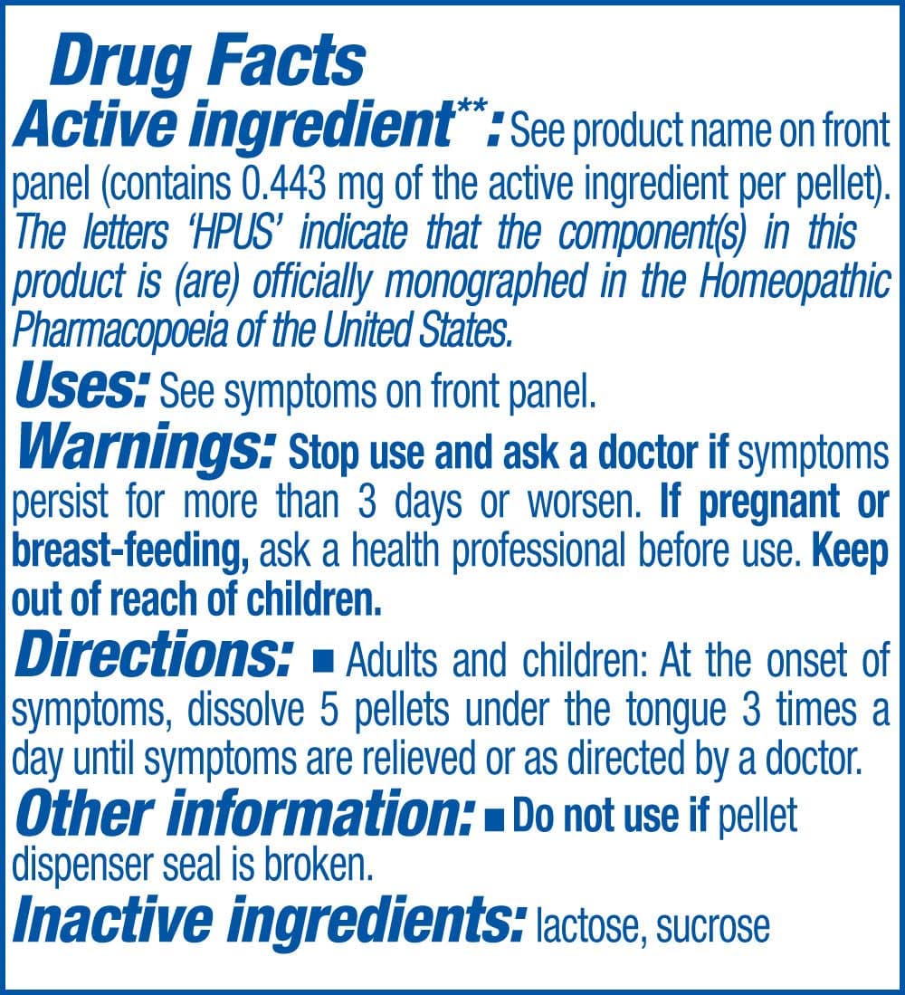 Boiron Homeopathics Chamomilla Ingredients