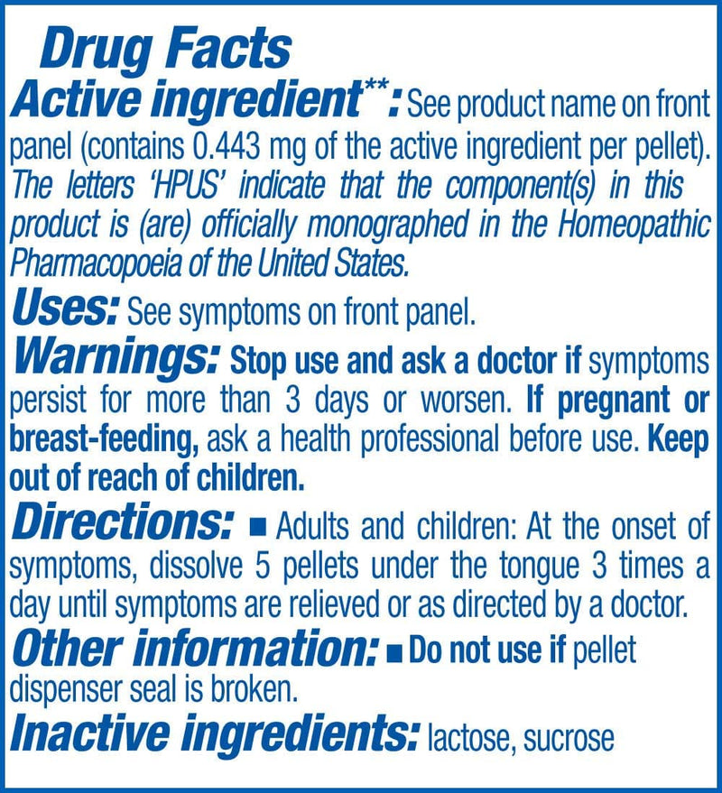 Boiron Homeopathics Tabacum Ingredients