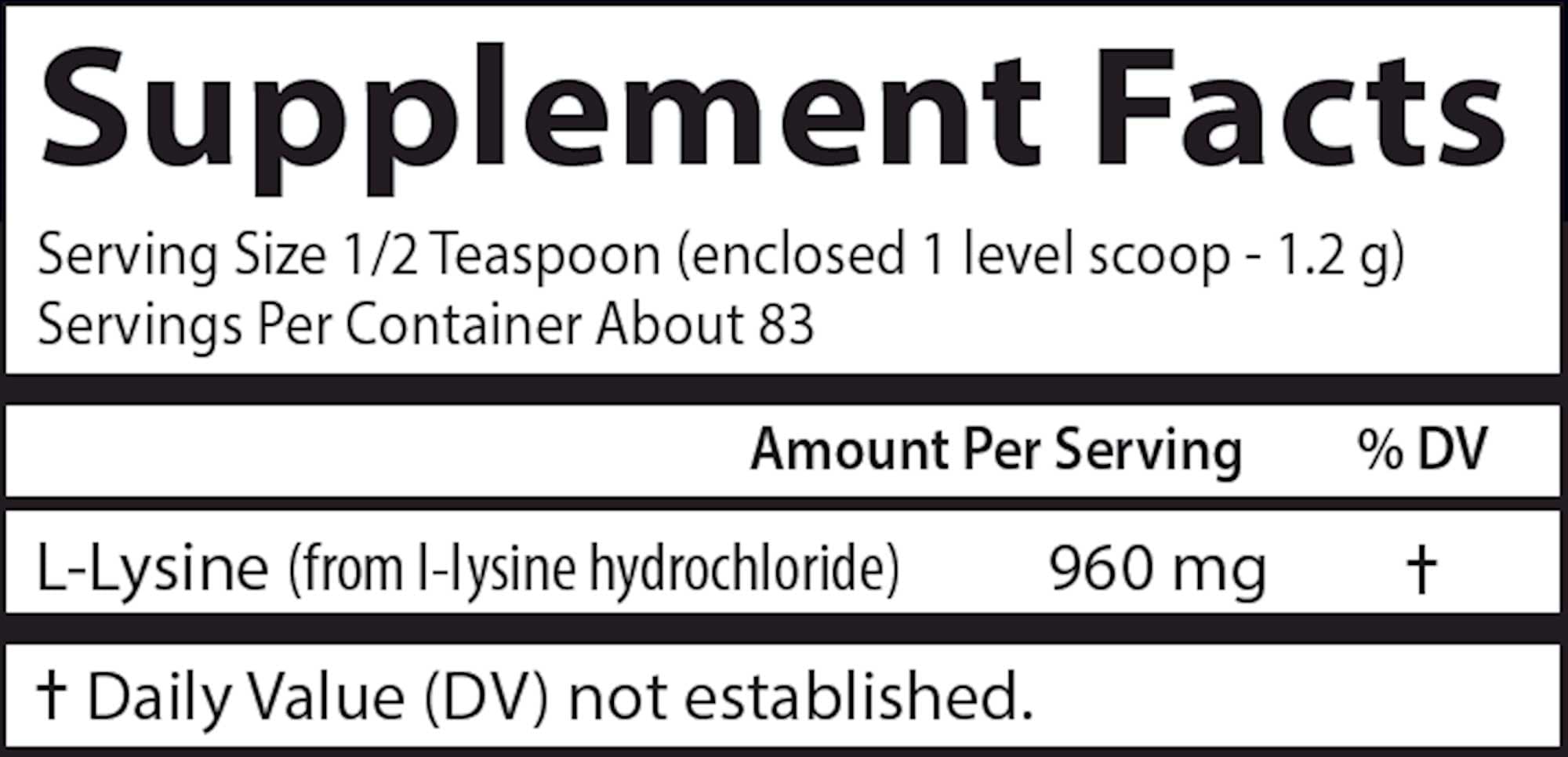 Carlson Labs L-Lysine Powder Ingredients