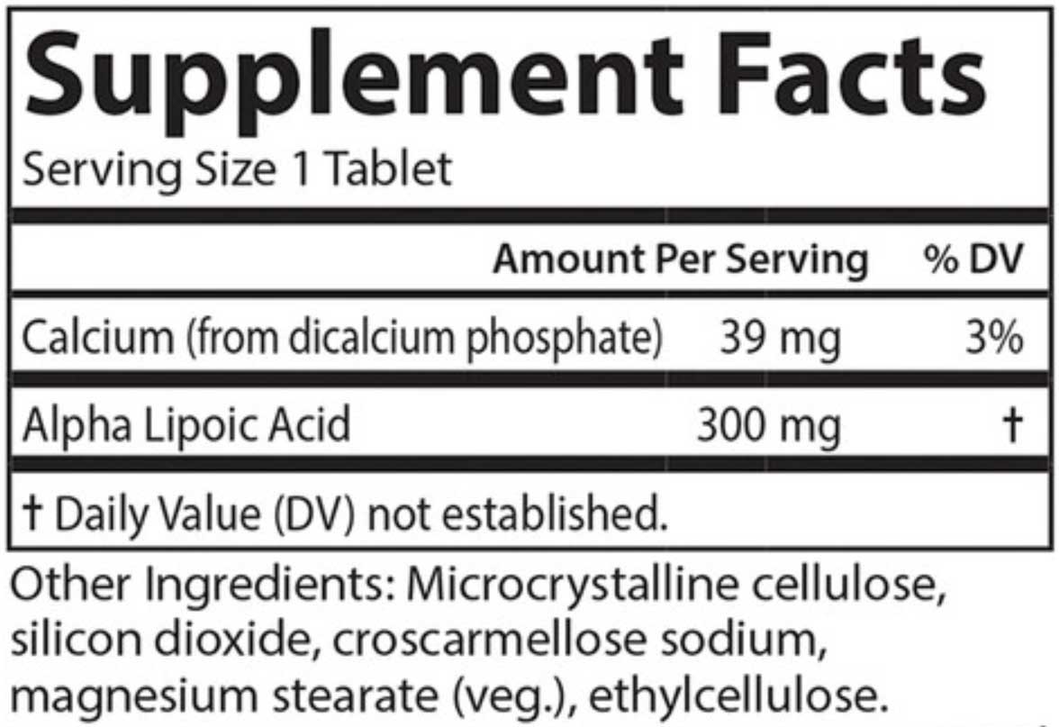 Carlson Labs Alpha Lipoic Acid 300 mg Ingredients