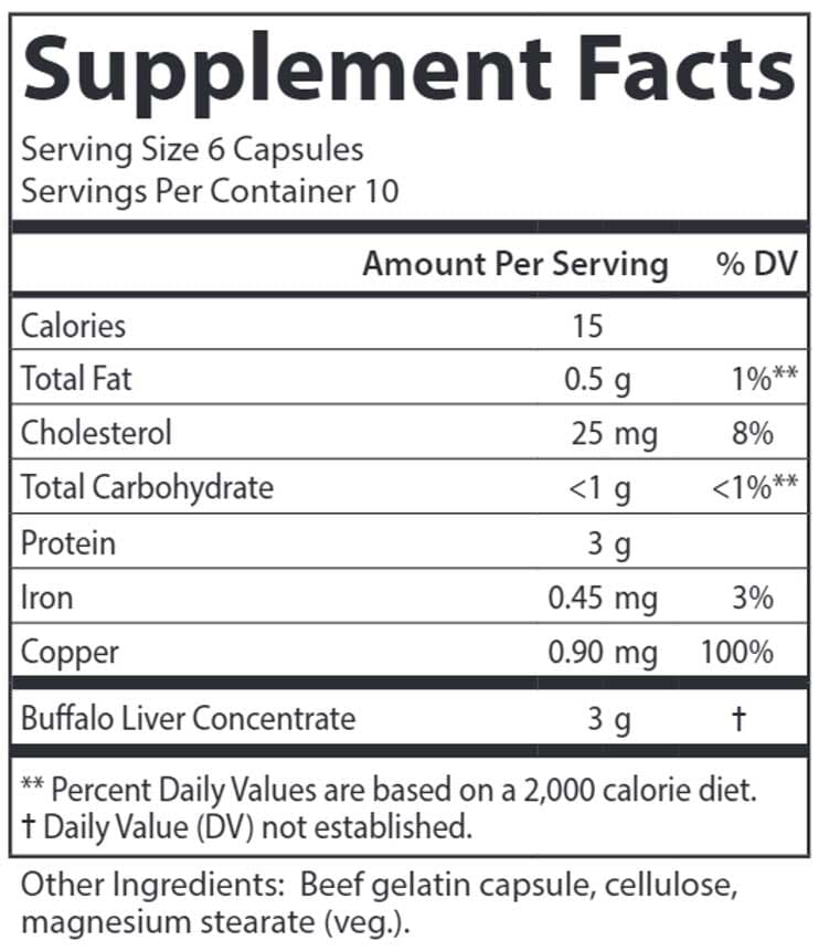 Carlson Labs Buffalo Liver Ingredients