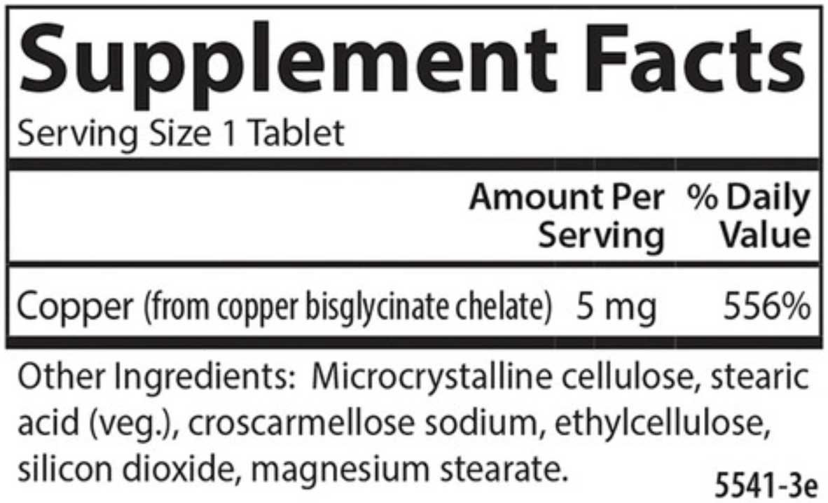 Carlson Labs Chelated Copper 5 mg Ingredients