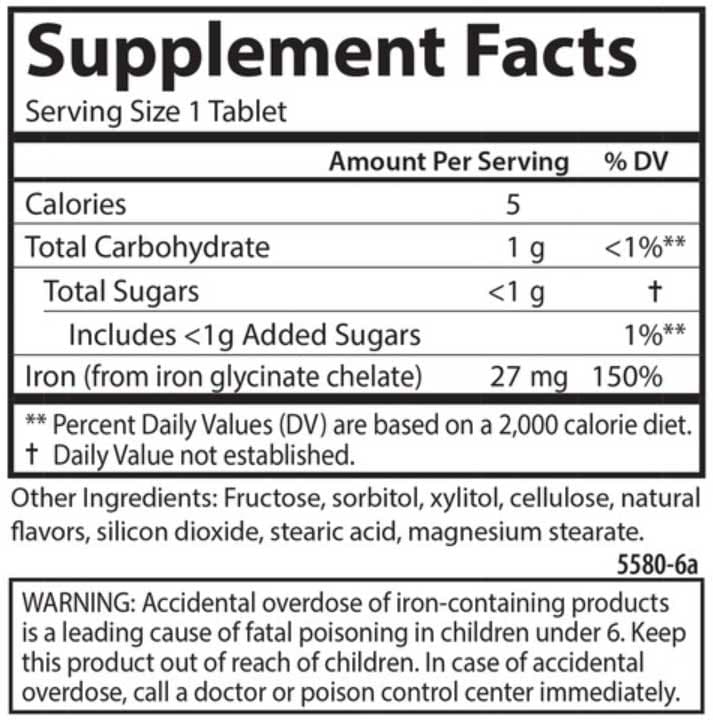 Carlson Labs Chewable Iron 27 mg Ingredients