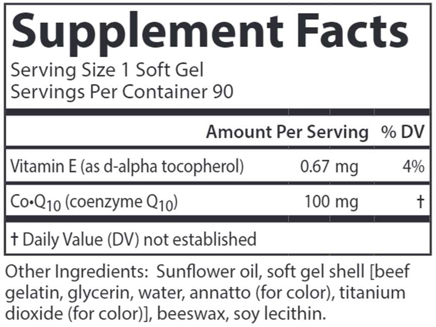 Carlson Labs CoQ10 100 mg Ingredients 