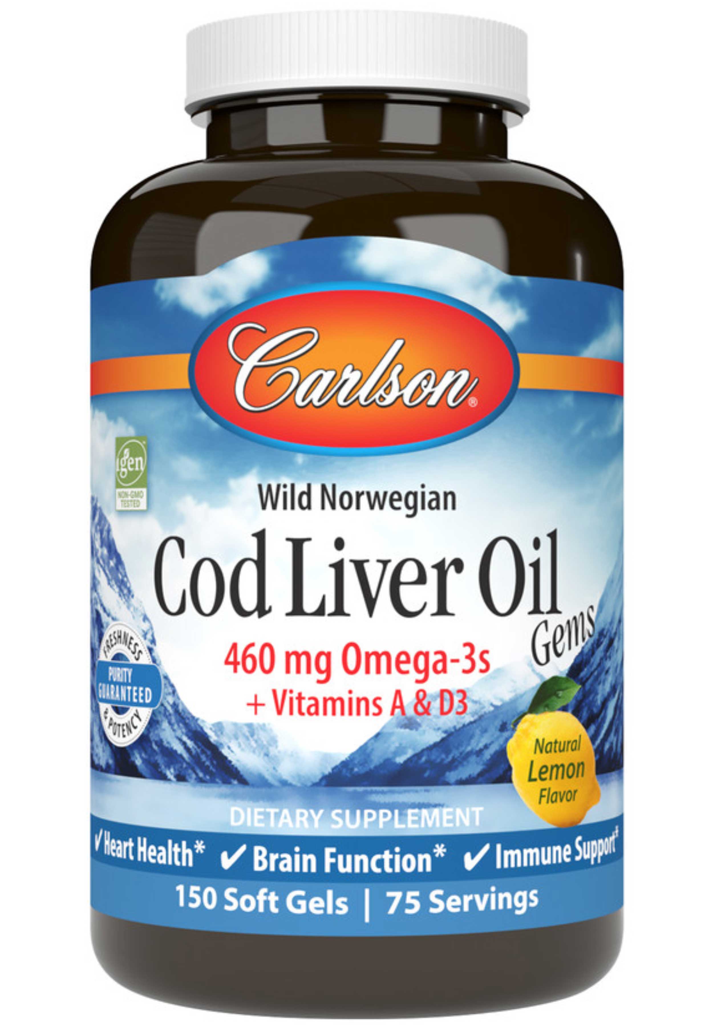 Carlson Labs Cod Liver Oil Gems™, Lightly Lemon
