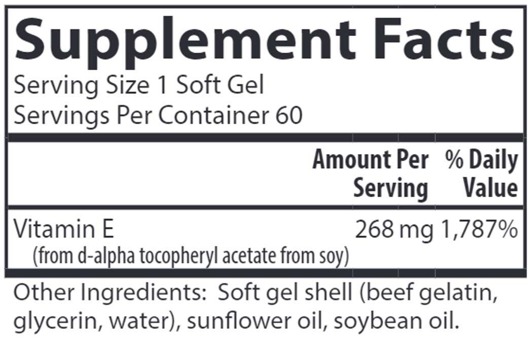 Carlson Labs E-Gems 400 IU (268 mg) Ingredients