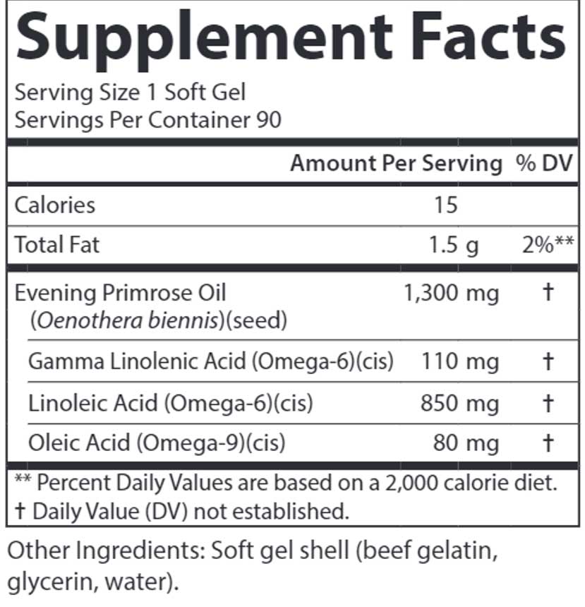 Carlson Labs Golden Primrose 1300 mg Ingredients