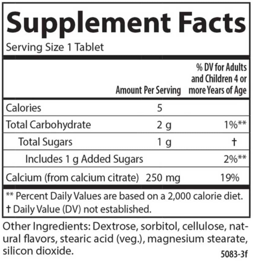 Carlson Labs Kid's Chewable Calcium 250 mg Ingredients 