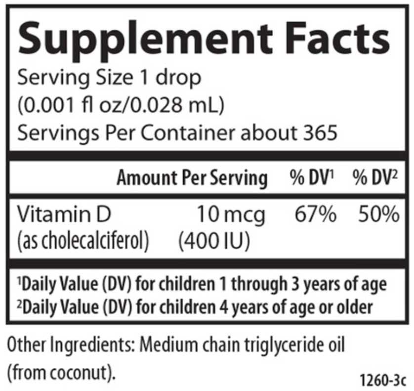 Carlson Labs Kid's Super Daily D3 400 IU (10 mcg) Ingredients 