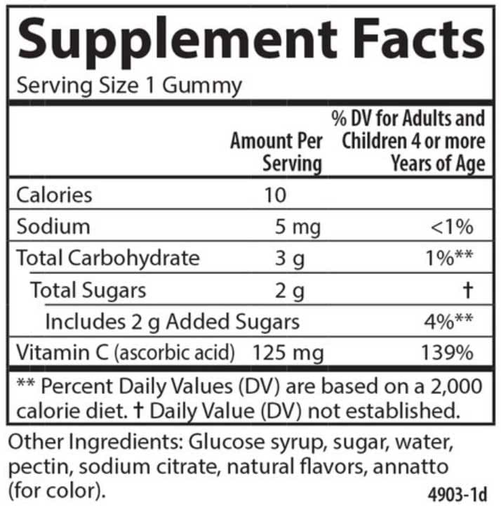 Carlson Labs Kid's Vitamin C Gummies 125 mg Ingredients 