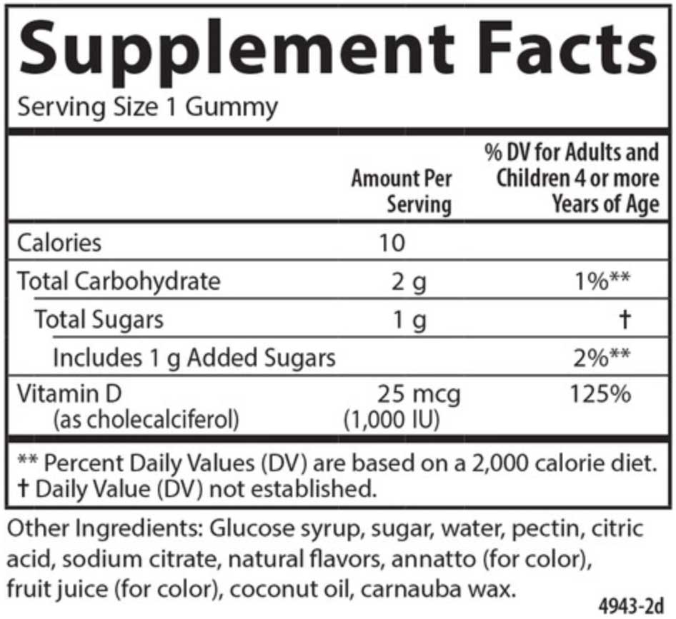 Carlson Labs Kid's Vitamin D3 Gummies Ingredients