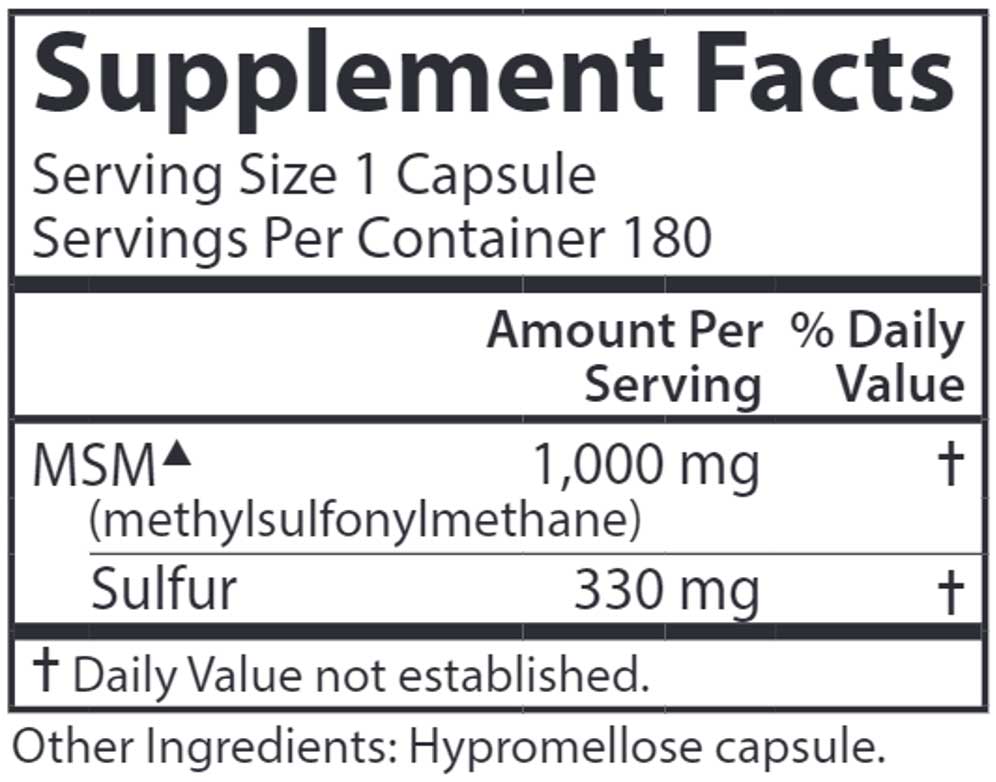 Carlson Labs MSM Sulfur 1,000 mg Ingredients 