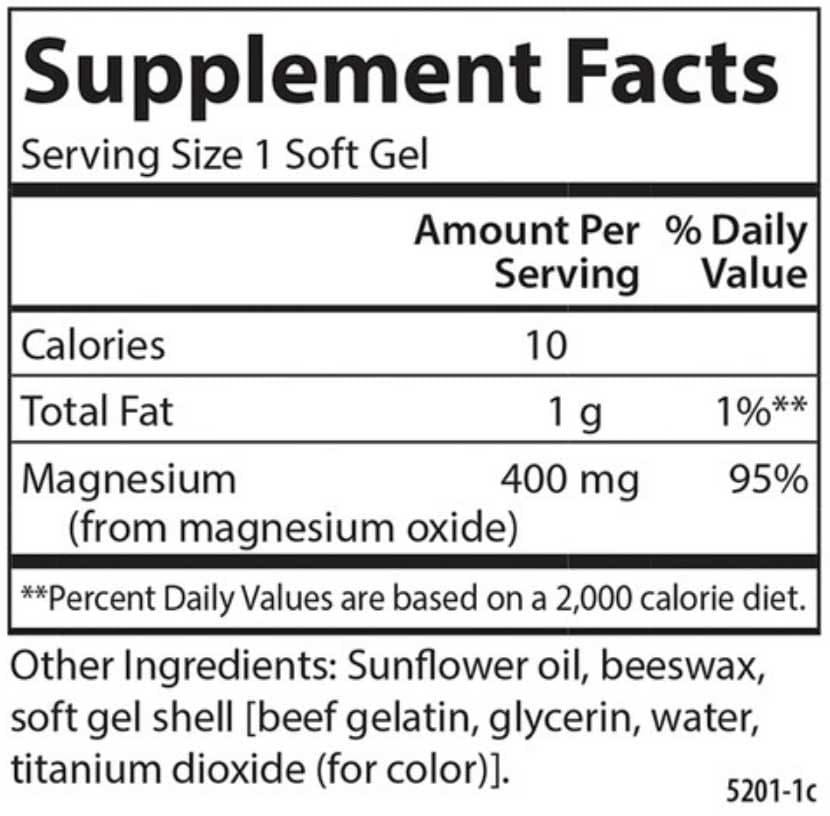 Carlson Labs Magnesium Gels 400 mg Ingredients