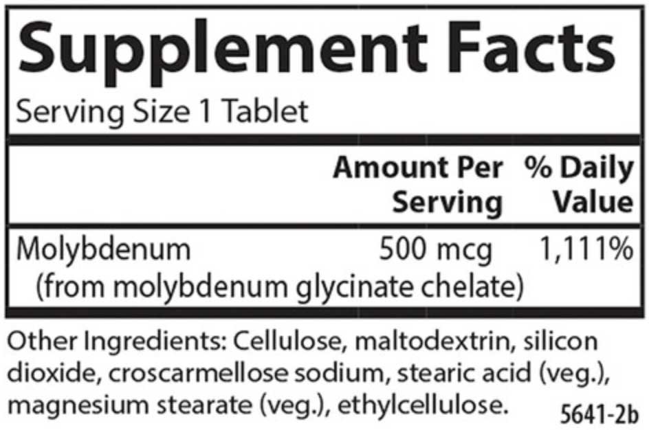 Carlson Labs Moly-B Chelated Molybdenum Ingredients