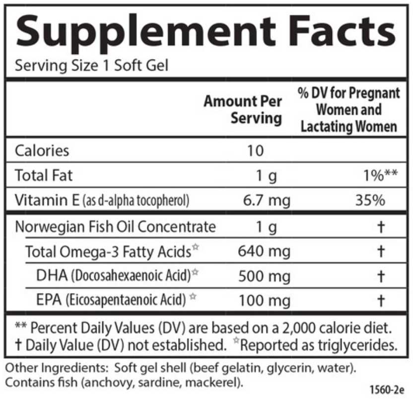 Carlson Labs Mother's DHA 500 mg Ingredients