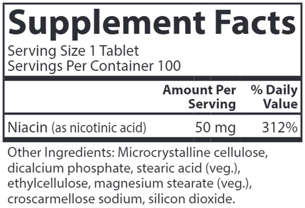 Carlson Labs Niacin 50 mg Ingredients 