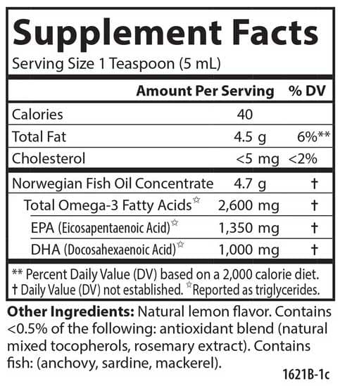 Carlson Labs Super Omega-3 2600 mg Omega-3s Ingredients