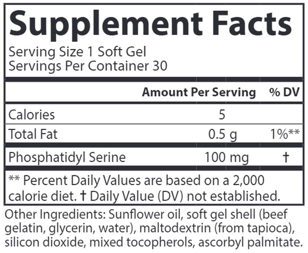 Carlson Labs Phosphatidyl Serine 100 mg Ingredients 