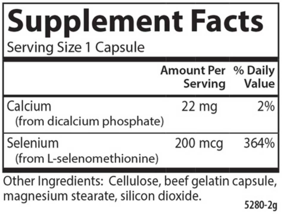 Carlson Labs Selenium Ingredients 