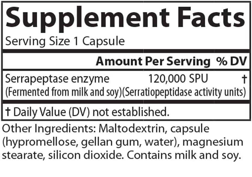 Carlson Labs Serrapeptase Ingredients