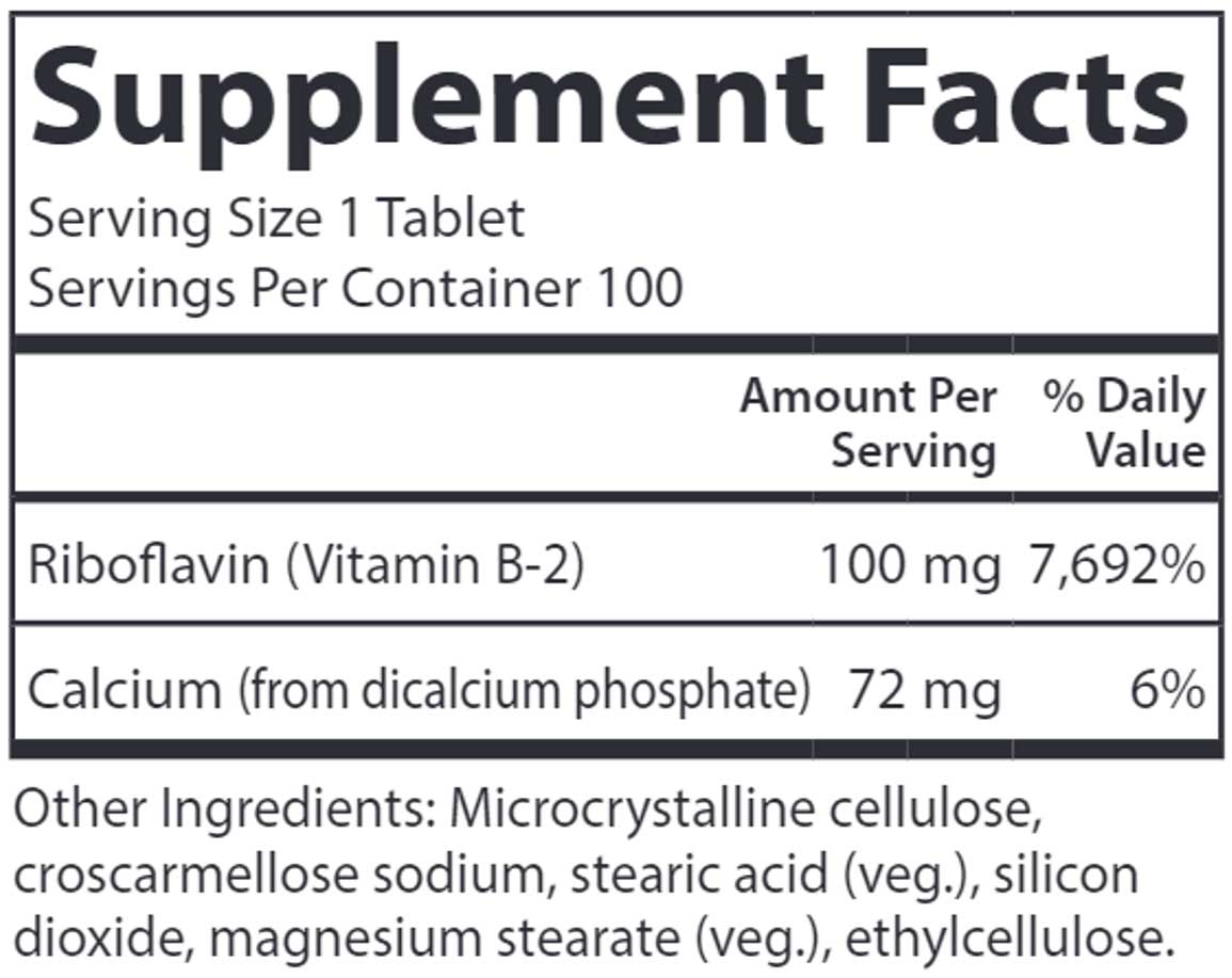 Carlson Labs Vitamin B-2 100 mg Ingredients 