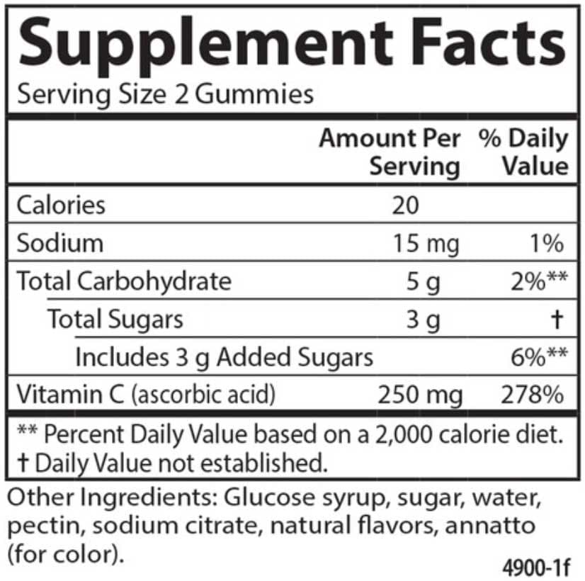 Carlson Labs Vitamin C Gummies 250 mg Ingredients