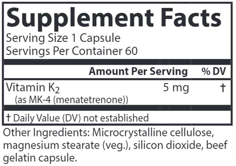 Carlson Labs Vitamin K2 5 mg Ingredients