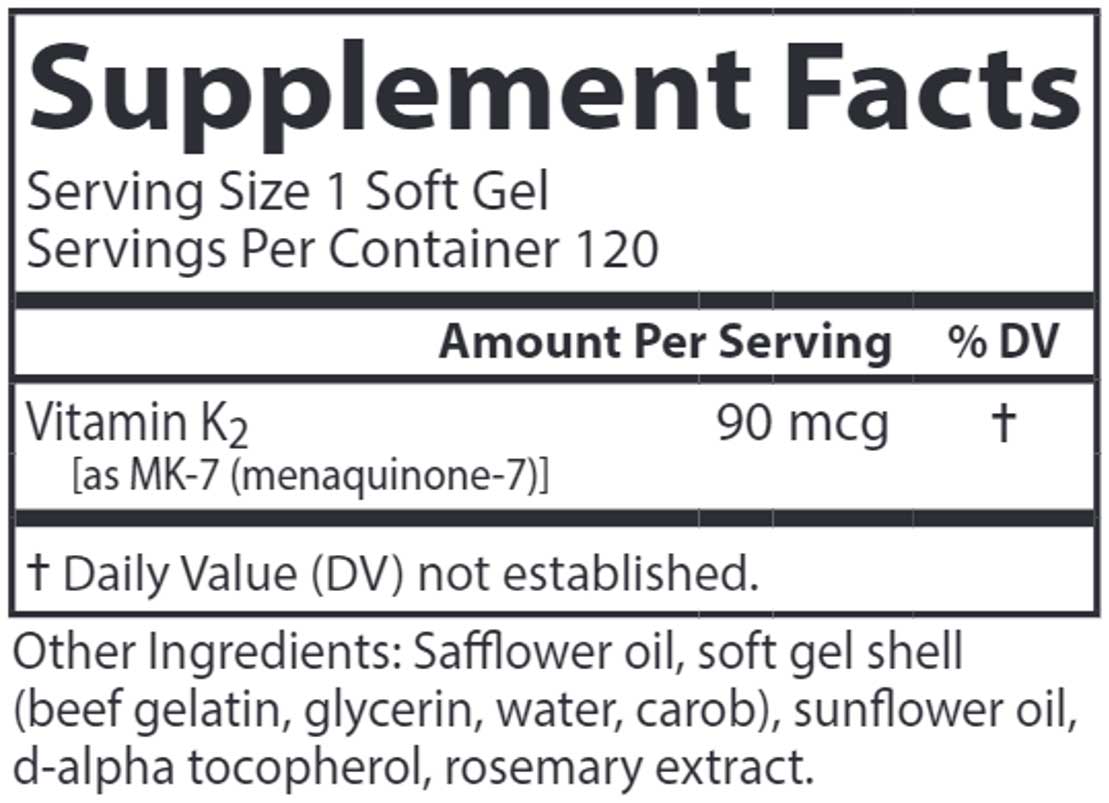 Carlson Labs Vitamin K2 MK-7 90 mcg Ingredients