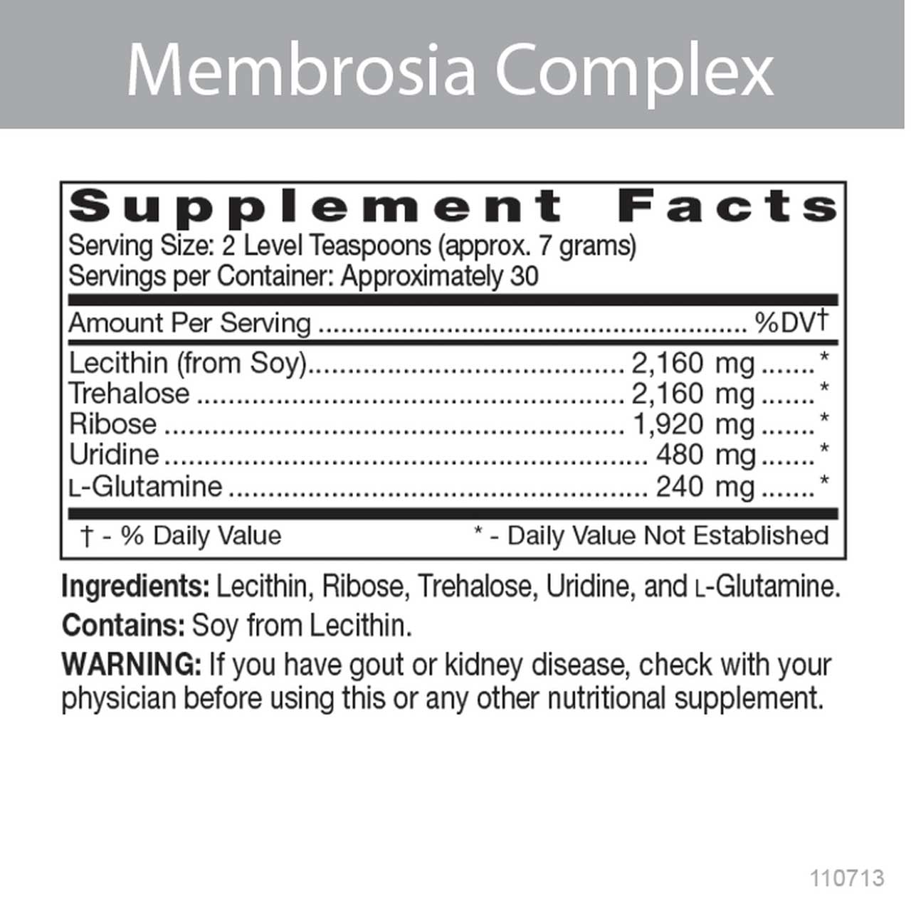 D'Adamo Personalized Nutrition Membrosia Complex Ingredients