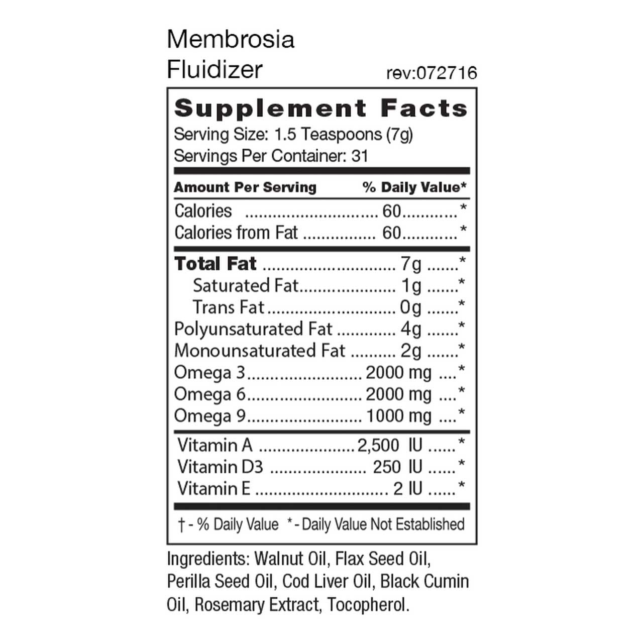 D'Adamo Personalized Nutrition Membrosia Fluidizer Ingredients