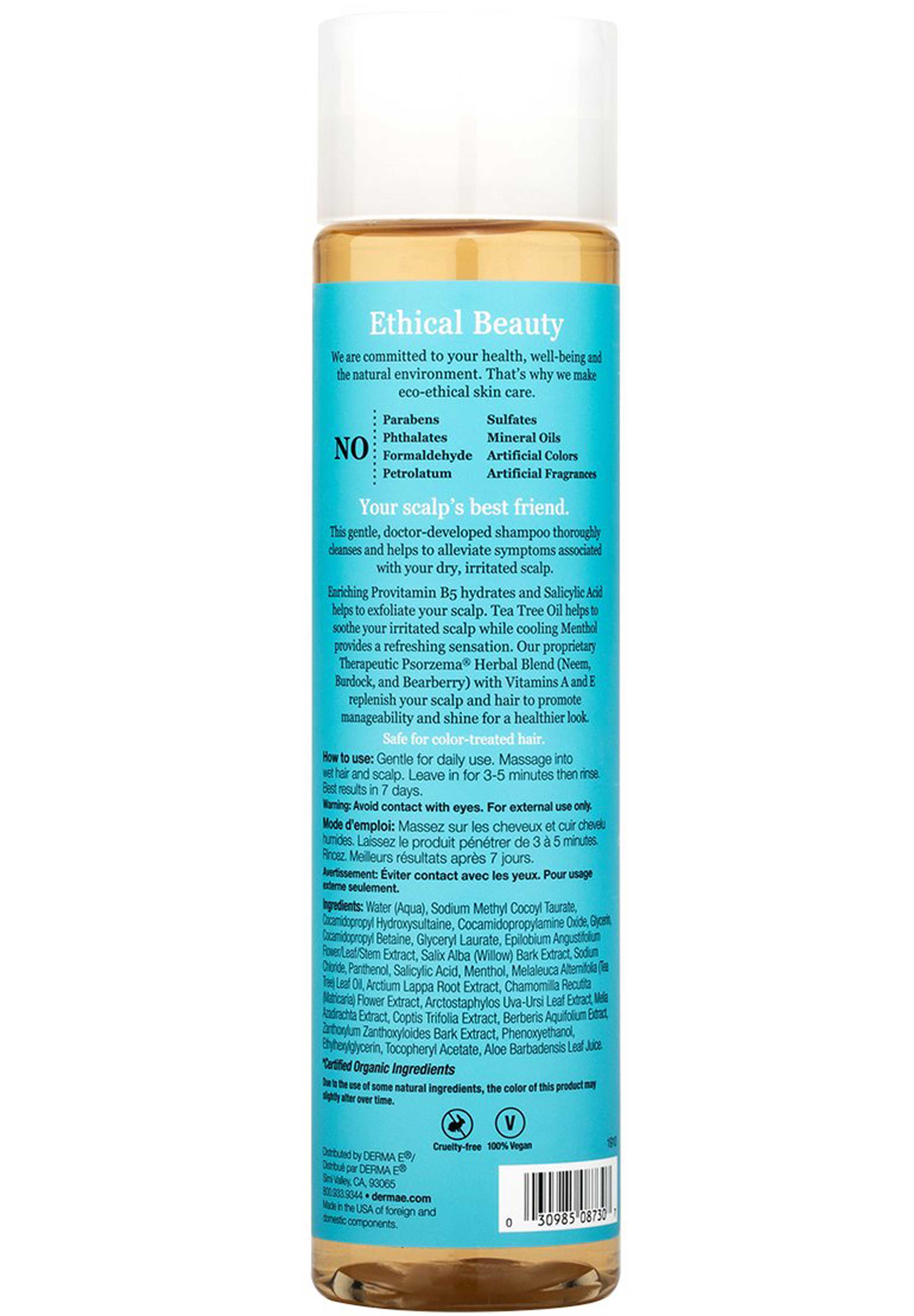 DermaE Natural Bodycare Scalp Relief Shampoo Ingredients