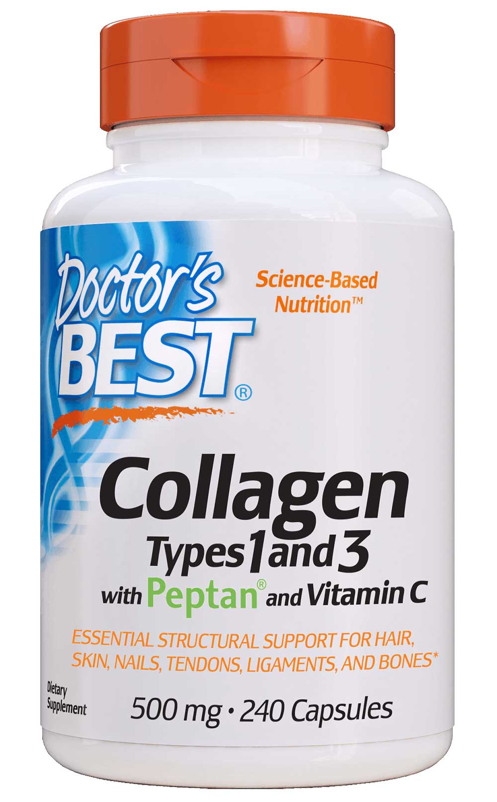 Doctor's Best Collagen Types 1 & 3 with Peptan and Vitamin C, 500 mg