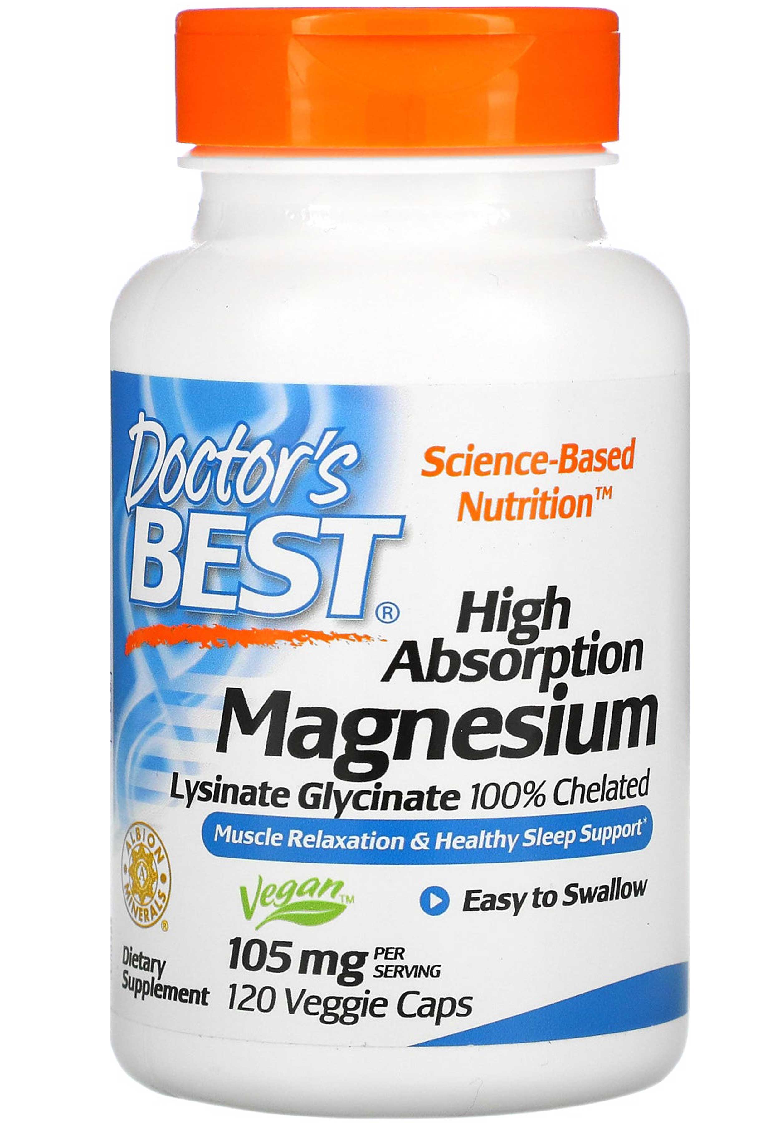 Doctor's Best High Absorption Magnesium Lysinate Glycinate 100% Chelated