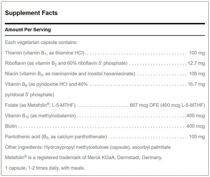 Douglas Laboratories B-Complex Ingredients