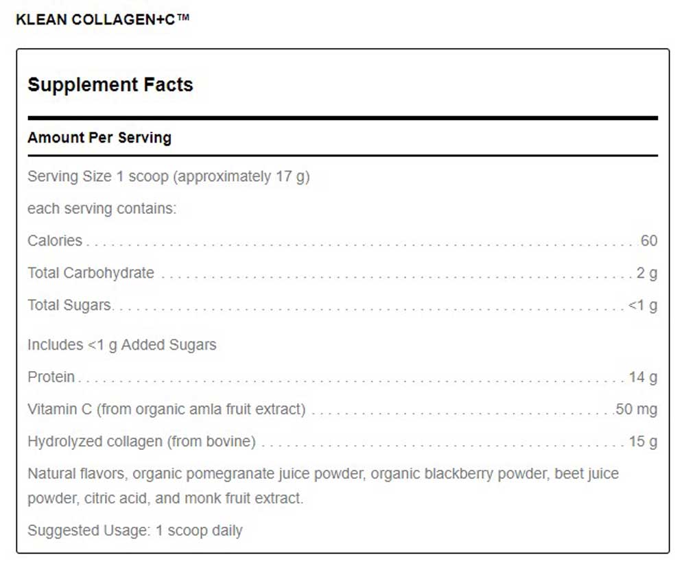 Douglas Laboratories Klean Collagen+C - Natural Berry Flavor Ingredients