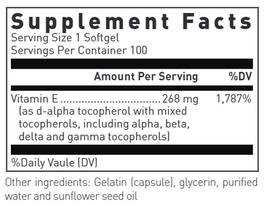 Douglas Laboratories Natural Vitamin E Complex Ingredients