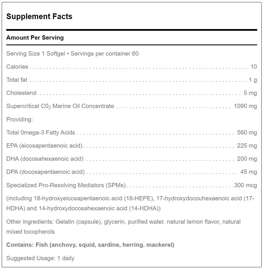 Douglas Laboratories QÜELL® Fish Oil Ultra SPM Ingredients