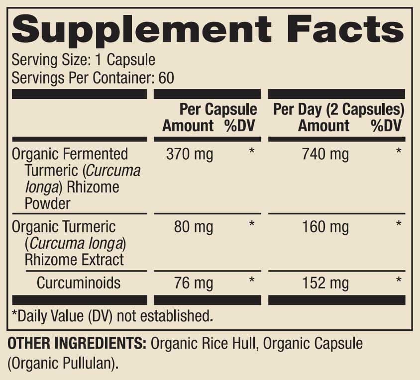 Dr. Mercola Organic Fermented Turmeric Ingredients