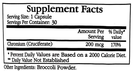 Ecological Formulas/Cardiovascular Research Chromium Cruciferate 200 mcg Ingredients 