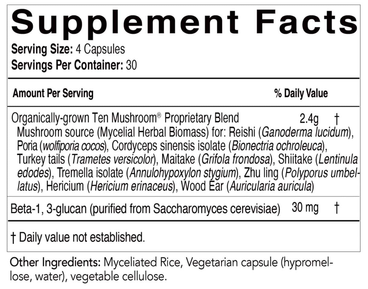 EcoNugenics Ten Mushroom Formula Ingredients