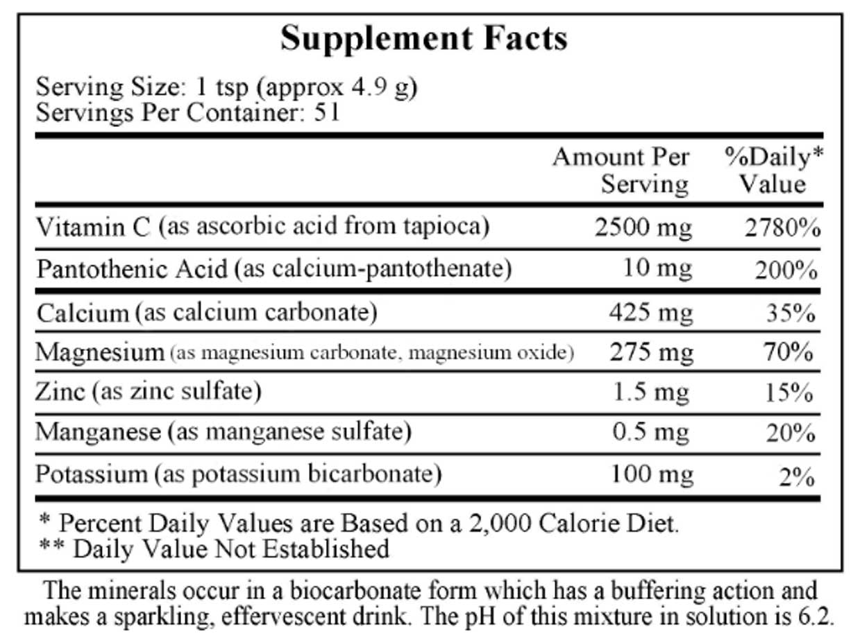 Ecological Formulas/Cardiovascular Research Buffered Vitamin C Crystals (non-corn) Ingredients