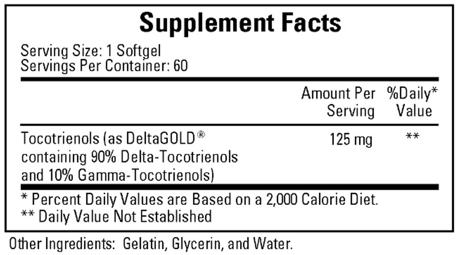 Ecological Formulas/Cardiovascular Research Annatto Tocotrienols 125 mg Ingredients 