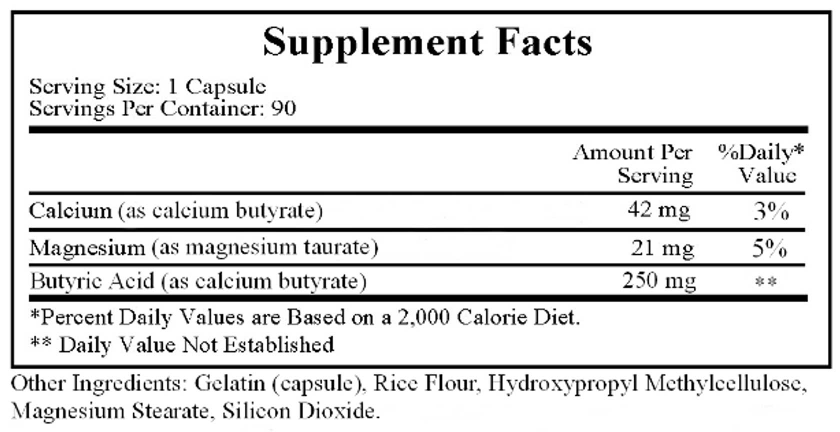 Ecological Formulas/Cardiovascular Research Butyric Acid Ingredients 