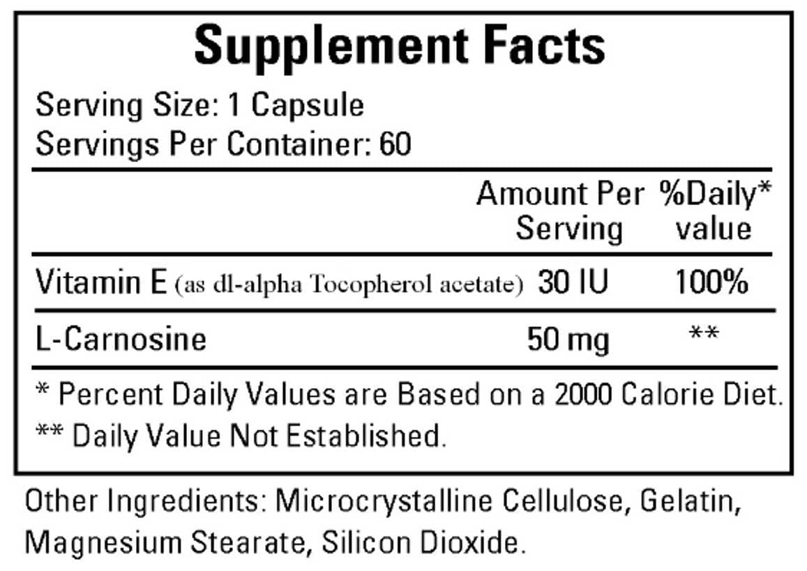 Ecological Formulas/Cardiovascular Research Carnosine 50 mg Ingredients 