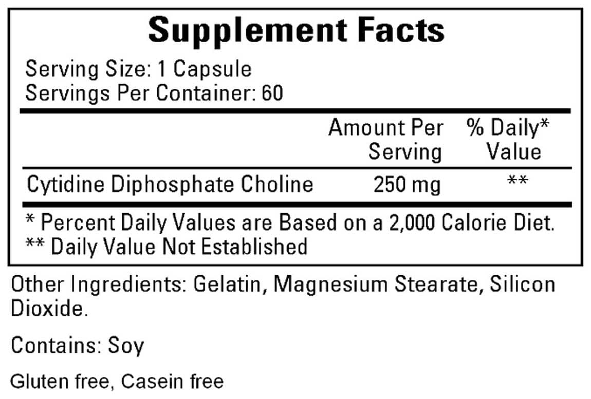 Ecological Formulas/Cardiovascular Research Cytidine Choline (CDP Choline) 250 mg Ingredients
