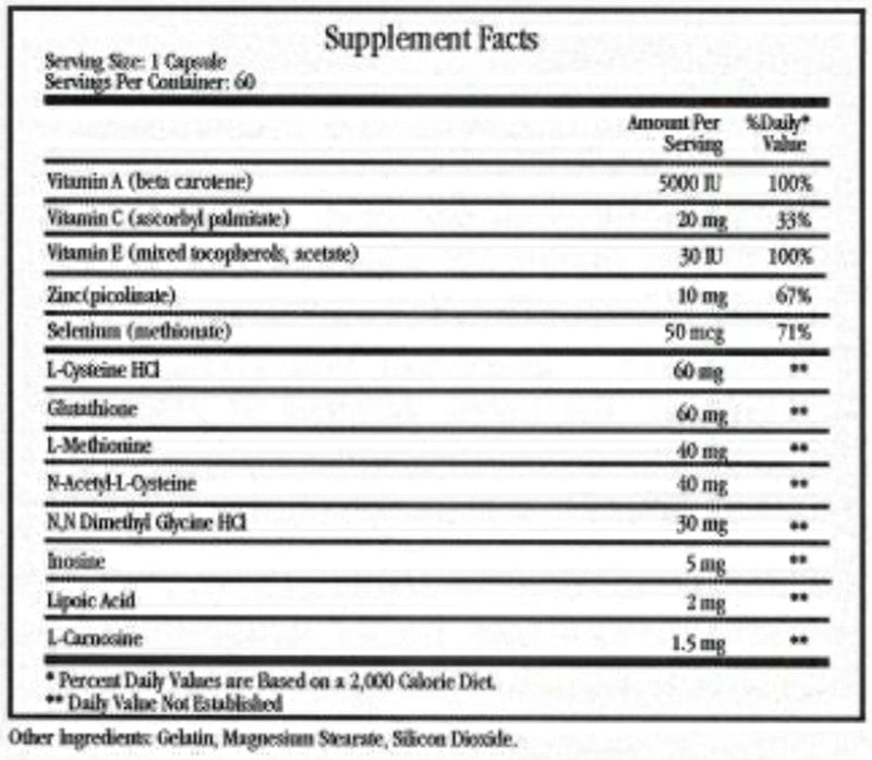 Ecological Formulas/Cardiovascular Research Free Radical Quenchers Ingredients 