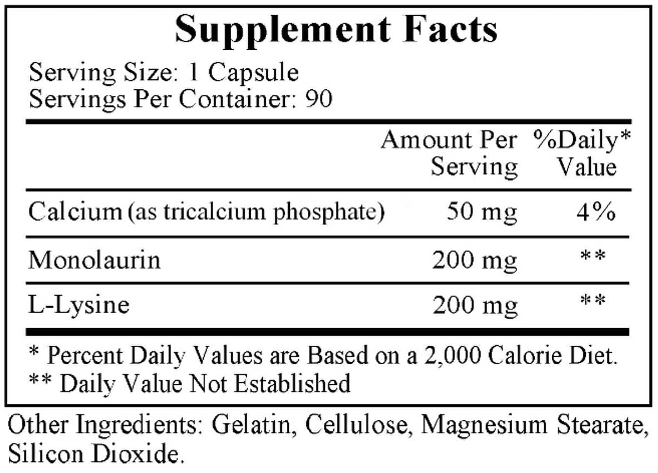 Ecological Formulas/Cardiovascular Research Laurisine Ingredients 