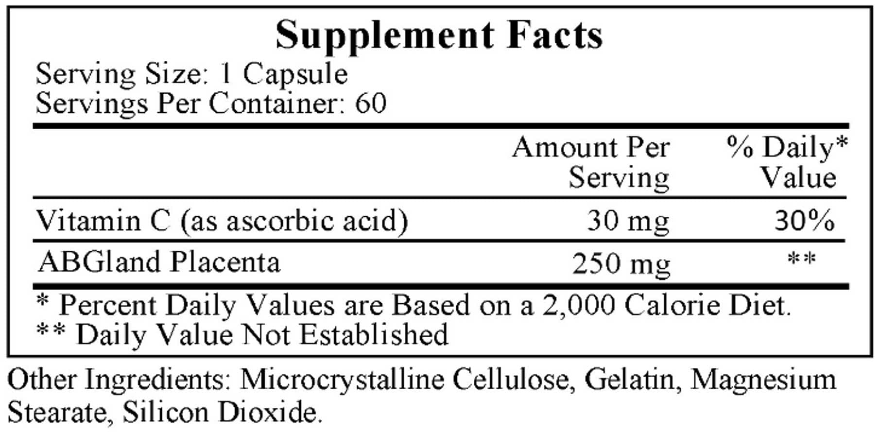 Ecological Formulas/Cardiovascular Research Placenta (Lyophilized) Ingredients 